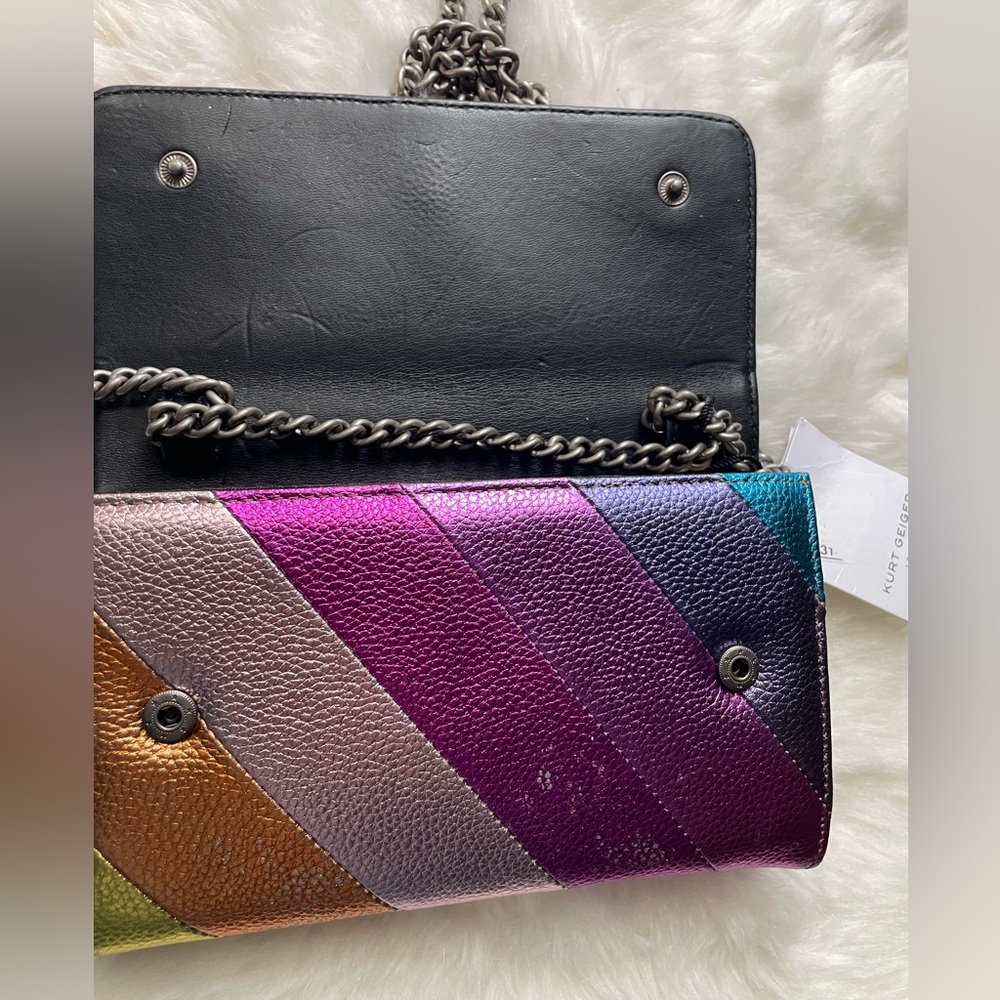 New! Kurt Geiger Rainbow Striped Crossbody Bag - Picture 7 of 9